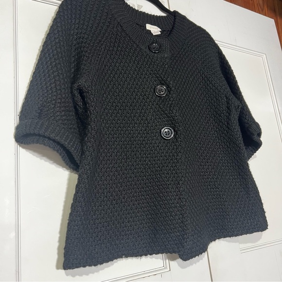 Chico’s Wool Blend Cardigan Knit Black Size 1 / Medium Textured Fall Office - Picture 3 of 9